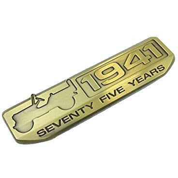 Cloudsale  Your Store. Your Place 1941/75 Years Metal Car Logo/Emblem/Sticker Compatible With Jeep Thar Suv Accessories Golden (Pack Of 1)