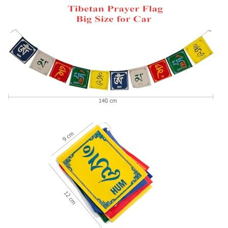Autofrill Tibetan Flag For Car Decoration Accessories All Latest Prayer Flags Interior Mirror Decorative Wall Hanging Decor Buddha Om Mani Padme Hum Royal Bike Accessory (Car)