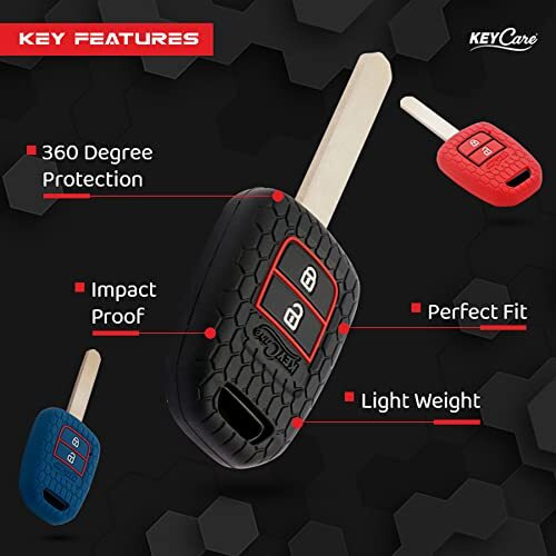 Keycare Silicone Key Cover Compatible For Wr-V, City, Jazz, Amaze 2014+ Models (Black)