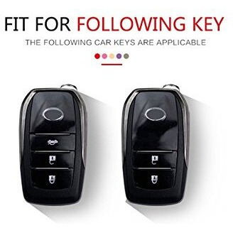 Jvcv Hard Case Key Cover Compatible With Toyota Innova Crysta Fortuner Legender Hycross Hilux Land Cruiser 3 Button Smart Key (Carbon Black)