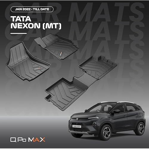 Q Po Nexon Manual (Max) Jan22-Till Date Tpe Car Floor Mat |Anti Slip All Weather Mats For Nexon (Manual) (Black)