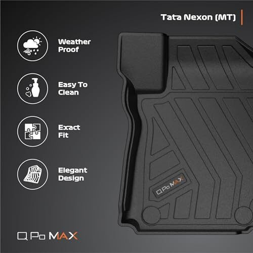 Q Po Nexon Manual (Max) Jan22-Till Date Tpe Car Floor Mat |Anti Slip All Weather Mats For Nexon (Manual) (Black)