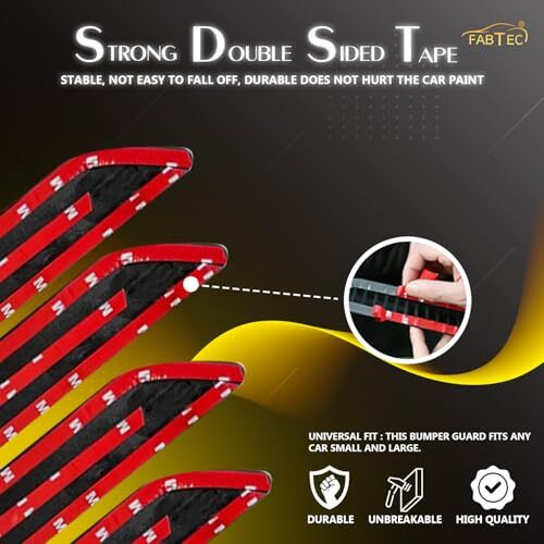 Fabtec Double Chrome Rubber Car Bumper Protector Guard For All Cars 4Pcs (Chrome)