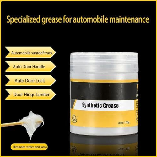Multi-Purpose Synthetic Grease With Brush For All Automotive - Long Lasting Lubrican Grease For Car Door,Sunroof Hinges, Slideways,Wheel Bearing Maintenance All Heavy Dut Vehicle [100Gm]