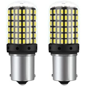 Automaze 1156 Ba15S 180 Degree P21W White Led Turn Signal Bulb, Front Rear Backup Light, Canbus Error Free, 2800Lumen 3014 Chipset 144Smd (Pack Of 2) (White)