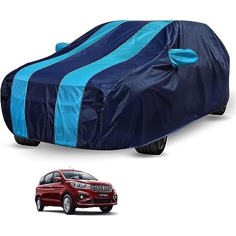 Auto Hub Car Cover Compatible With Maruti Ertiga (Model  2019-Till Date) With Mirror Pocket, Water Resistant, Triple Stitched, Ertiga Car Cover- Black, Blue