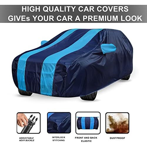 Auto Hub Car Cover Compatible With Maruti Ertiga (Model  2019-Till Date) With Mirror Pocket, Water Resistant, Triple Stitched, Ertiga Car Cover- Black, Blue