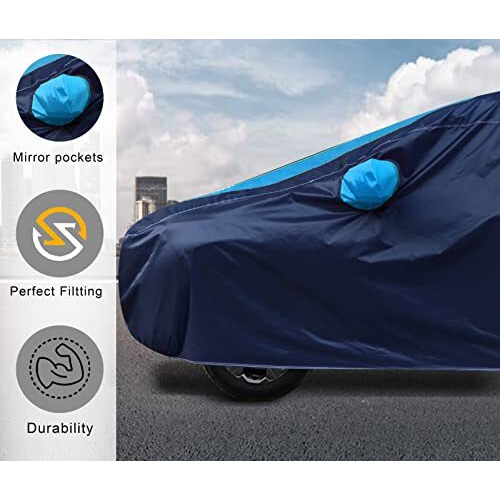 Auto Hub Car Cover Compatible With Maruti Ertiga (Model  2019-Till Date) With Mirror Pocket, Water Resistant, Triple Stitched, Ertiga Car Cover- Black, Blue