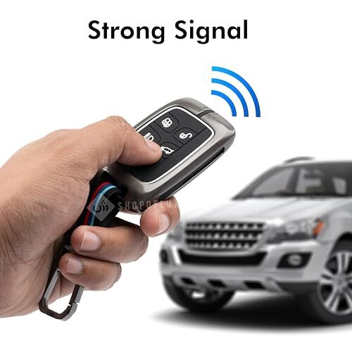 Shopoflux Metal Key Cover Compatible For Jaguar & Range Rover Evoque Velar Discovery Lr4 Land Rover Sport Xf Xj Xe F-Pace F-Type 5 Button Smart Key - Black