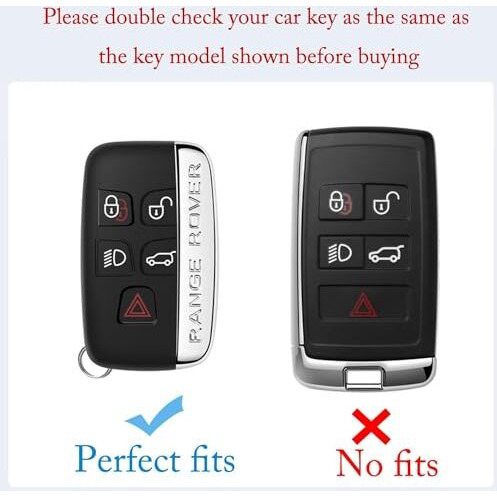 Shopoflux Metal Key Cover Compatible For Jaguar & Range Rover Evoque Velar Discovery Lr4 Land Rover Sport Xf Xj Xe F-Pace F-Type 5 Button Smart Key - Black