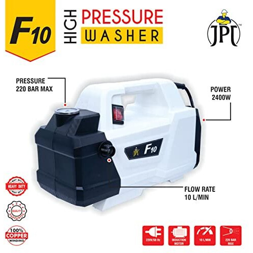 Jpt Combo New F10 Heavy Duty 2400W 220Bar Car High Pressure Washer Pump With Heavy Foam Lance (Quick Connector Included)