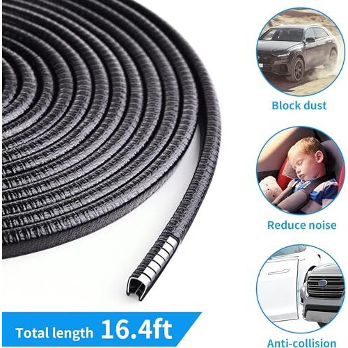 Evercozy Multi Car Door Edge Guards 16Ft 5M U Shape Edge Trim Seal Protector Rubber Clips Fit Car Door Seal Strip Edge Guard Universal Fit Rubber