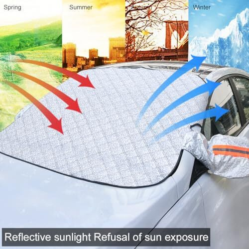 Global Household All-Weather Car Windshield Cover  Water-Resistant, Windproof Sunshade (42X56 Inches, Universal Fit)
