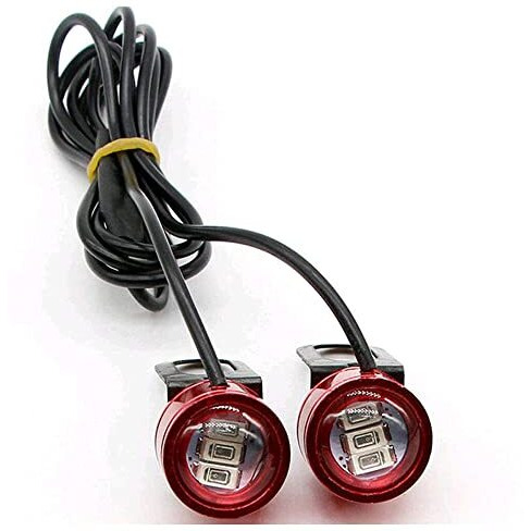 Ramanta Motorbike Strobe Lights Red 12V Dc Waterproof Motorcycle Led Strobe Lights Motorcycle Led Strobe Flash Warning Brake Light Lamps Compatible For All Motorbikes And Cars (Pack Of 2) (Red)