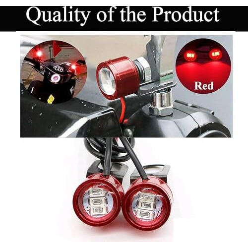 Ramanta Motorbike Strobe Lights Red 12V Dc Waterproof Motorcycle Led Strobe Lights Motorcycle Led Strobe Flash Warning Brake Light Lamps Compatible For All Motorbikes And Cars (Pack Of 2) (Red)