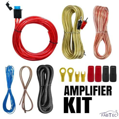 Fabtec Car Amplifier Wiring Dual Channel Copper Amp Wire Kit (10Ga/2500W)
