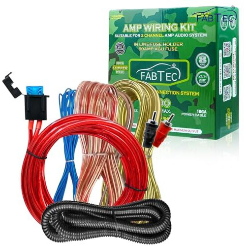 Fabtec Car Amplifier Wiring Dual Channel Copper Amp Wire Kit (10Ga/2500W)