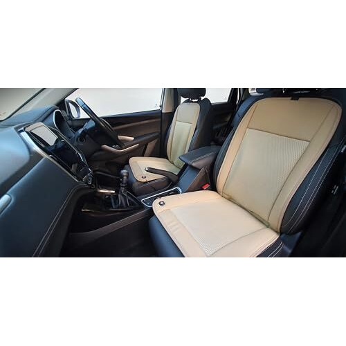 Riggear Cooling Car Seat Cushion/Ventilated Seat Cover With 10 Inbuilt Fans And 3 Speed Control (Breathable Fabric + Leatherette | Beige | For Driver Seat, Pack Of 1)
