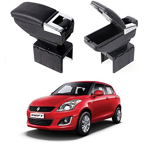 Oshotto Pu Leather Ar-01 Car Armrest Console Box Compatible With Maruti Suzuki Swift (Old) - Black