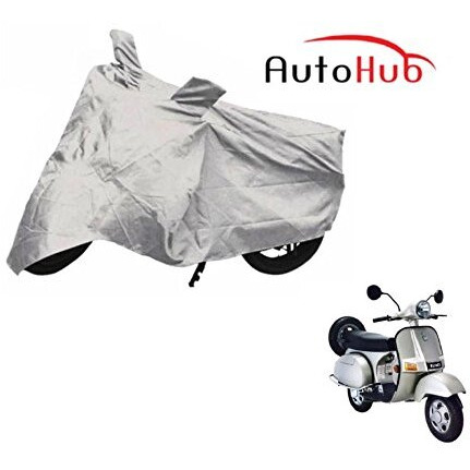 Auto Hub 100% Water Resistant Silver Bike Body Cover For Bajaj Chetak Customized
