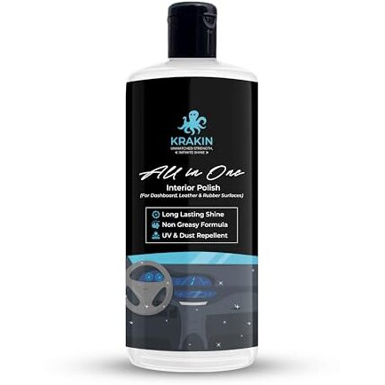 Krakin Car Interior Polish (200Ml) | For Dashboard, Rubber, Leather & Plastic Parts | Gives New Like Gloss & Shine With Zero Dust Attraction & Long Lasting Effect