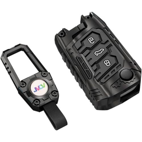 Jvcv Zinc Alloy Metal Key Cover Compatible With Skoda Kylaq Slavia Kushaq Taigun Tiguan Virtus Octavia Kodiaq Superb Folding Key (Black)