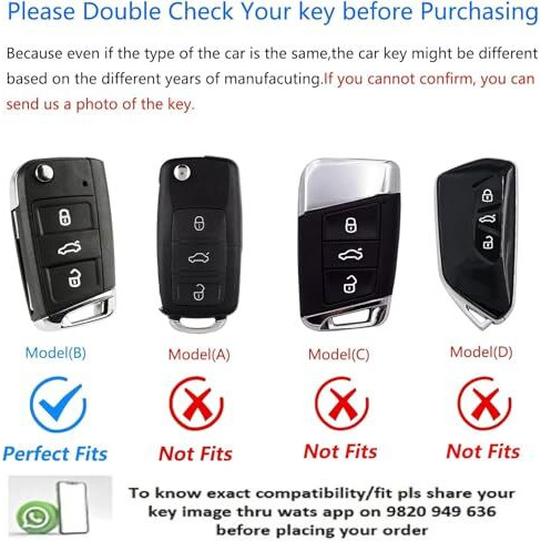 Jvcv Zinc Alloy Metal Key Cover Compatible With Skoda Kylaq Slavia Kushaq Taigun Tiguan Virtus Octavia Kodiaq Superb Folding Key (Black)