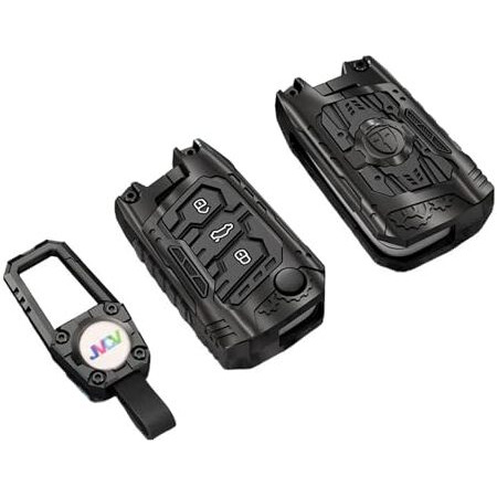 Jvcv Zinc Alloy Metal Key Cover Compatible With Skoda Kylaq Slavia Kushaq Taigun Tiguan Virtus Octavia Kodiaq Superb Folding Key (Black)