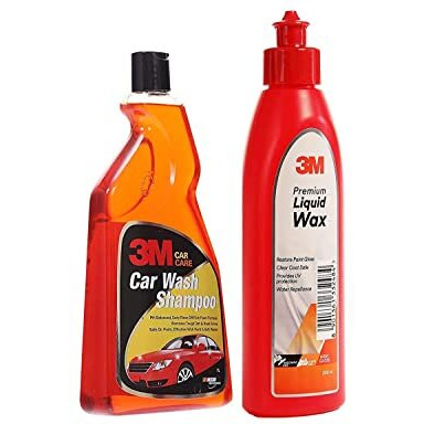 3M Combo Of Car Shampoo (1 L) And Liquid Wax | Remove Dirt With High Foam Shampoo | Restore Gloss With Car Liquid Wax