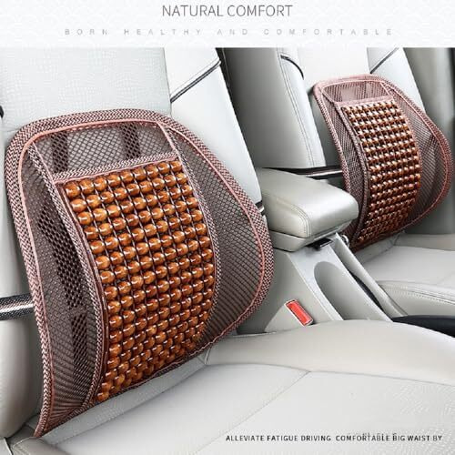 Sarte Bs-X2 Mesh Ventilation Car Wooden Back Rest/Lumbar Cushion With Elastic & Belt Support For Car Seat.