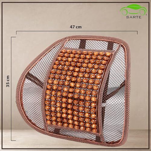 Sarte Bs-X2 Mesh Ventilation Car Wooden Back Rest/Lumbar Cushion With Elastic & Belt Support For Car Seat.