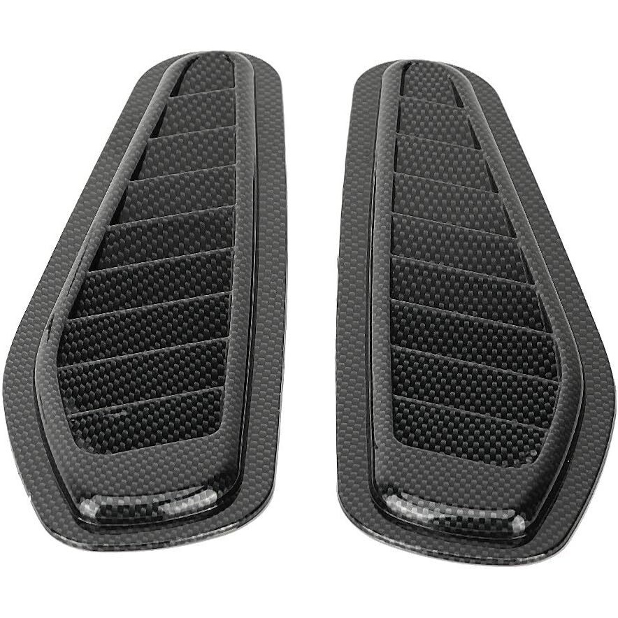 Automaze 2Pc Carbon Fiber Style Car Air Flow Intake Decorative Scoop Bonnet Vent Hood Cover Universal Air Flow Vent Protection Cover