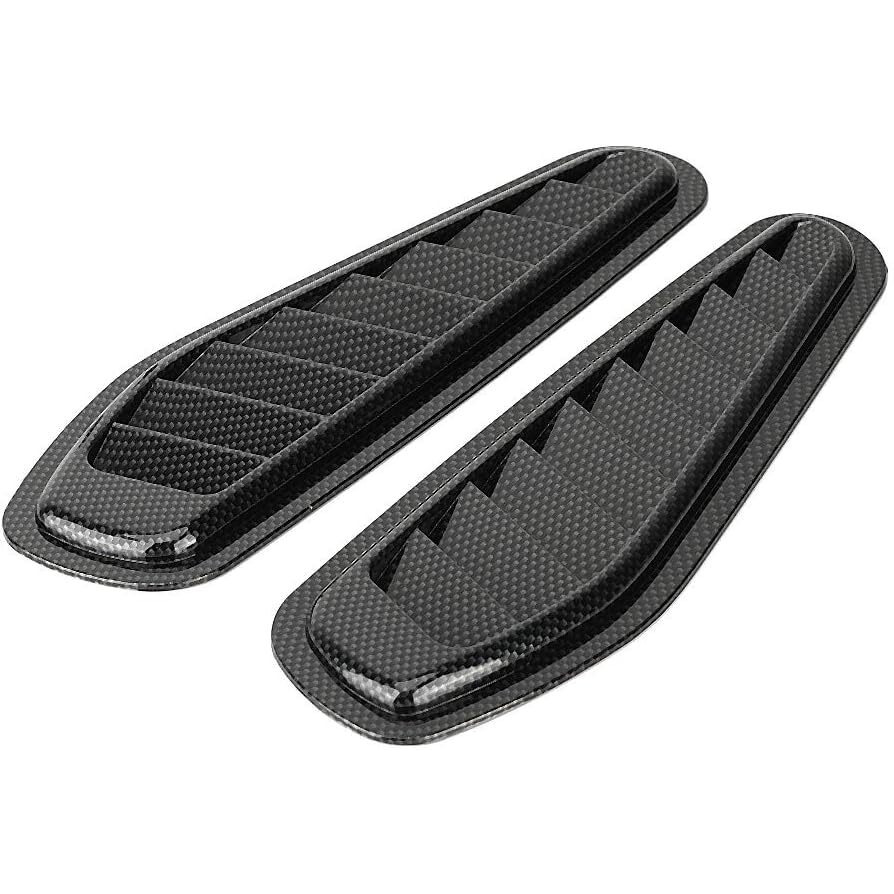 Automaze 2Pc Carbon Fiber Style Car Air Flow Intake Decorative Scoop Bonnet Vent Hood Cover Universal Air Flow Vent Protection Cover