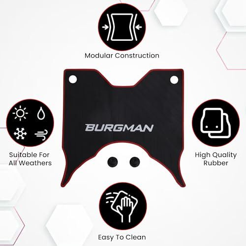 Grandbiker Washable Soft Rubberized Foot Mat/Floor Mat Compatible For Burgman Street Bs6 (Black & Red)