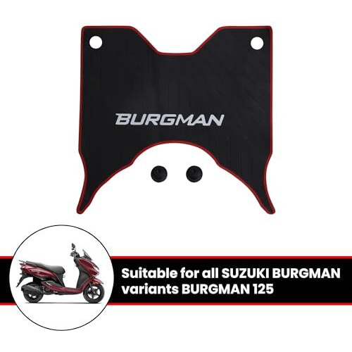 Grandbiker Washable Soft Rubberized Foot Mat/Floor Mat Compatible For Burgman Street Bs6 (Black & Red)