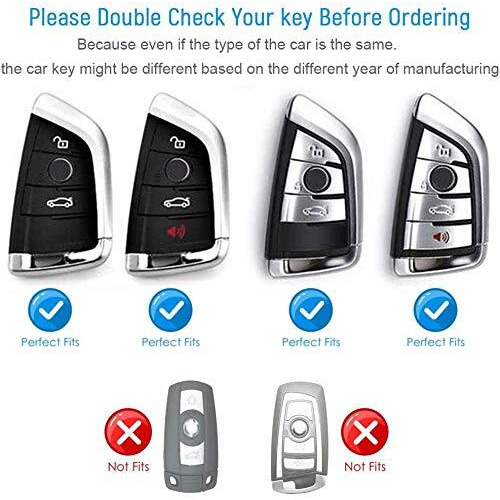 Jvcv Premium Soft Tpu Leather Pattern Key Cover Compatible With Bmw Blade Smart Key (Silver)