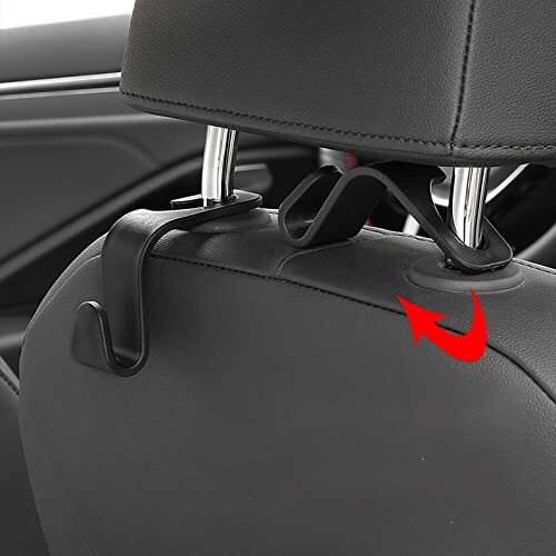 Wolpin Car Backseat Headrest Hook/Hanger Universal Durable Organiser Space Saver For Handbag, Wallets, Keys, Grocery Bags (Black, Pack Of 4), Acrylonitrile Butadiene Styrene
