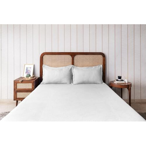 The Happy Pod Double Bedsheet Set| All-Season Double Bedsheet (160 Tc)- 2.28M X 2.54M (90In X 100In)| 2 Pillow Covers - 46Cm X 69Cm - Soft, Cozy & Durable| Geometric - Ivory| 100% Brushed Microfiber