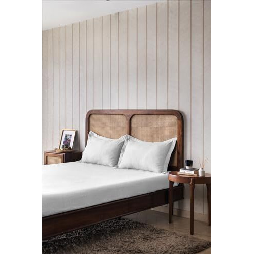 The Happy Pod Double Bedsheet Set| All-Season Double Bedsheet (160 Tc)- 2.28M X 2.54M (90In X 100In)| 2 Pillow Covers - 46Cm X 69Cm - Soft, Cozy & Durable| Geometric - Ivory| 100% Brushed Microfiber