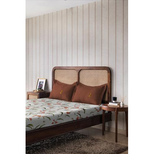 The Happy Pod Double Bedsheet Set | All-Season Double Bedsheet (160 Tc) - 2.28 M X 2.48 M | 2 Pillow Covers - 46 Cm X 69 Cm - Soft, Cozy & Durable | Floral - Red | 100% Brushed Microfiber