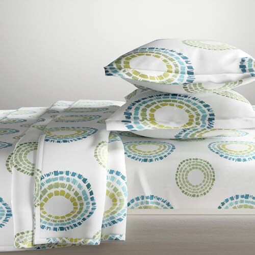 Haus & Kinder Double Flat Bedsheet With 2 Pillow Covers, Queen Size For Double Bed Sheet, 100% Cotton Flat Double Bedsheets, 144 Tc, Radient Circle