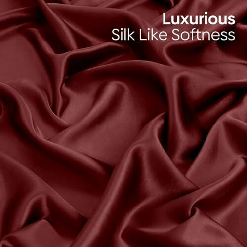 Haus & Kinder Premium Satin Royale Crimson Velvet Bedsheets, King Flat Bedsheet With 2 Pillow Cover Set, 300 Tc For Summers/Winter, Gift For Couples, Romantic Dates, Wedding