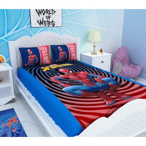 Marvel Spiderman Double Bedsheet With 2 Pillow Cover