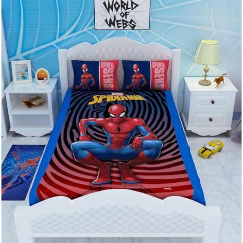 Marvel Spiderman Double Bedsheet With 2 Pillow Cover
