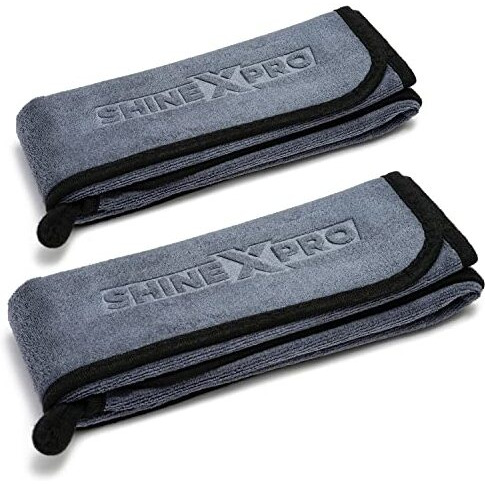 Shinexpro Microfiber Car Cleaning Cloth - Og Soft 500 Gsm Extra Large (35X75 Cm) Microfiber Cloth For Car And Bike - Suede Edging For Scratchless Drying And Detailing (Pack Of 2, Grey)