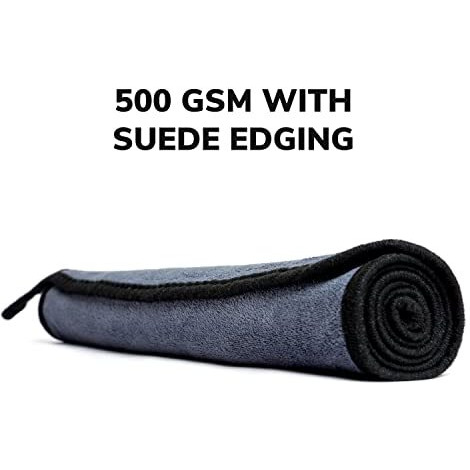 Shinexpro Microfiber Car Cleaning Cloth - Og Soft 500 Gsm Extra Large (35X75 Cm) Microfiber Cloth For Car And Bike - Suede Edging For Scratchless Drying And Detailing (Pack Of 2, Grey)