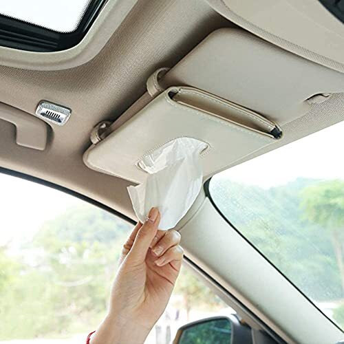 Detachi Car Tissue Holder, Sun Visor Napkin Holder, Car Visor Tissue Holder, Tissue Holder For Car (Beige)
