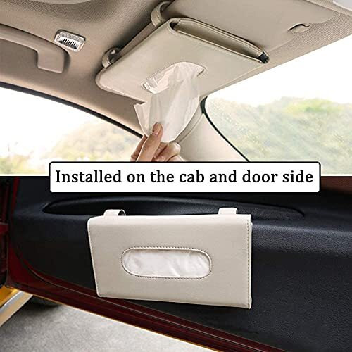Detachi Car Tissue Holder, Sun Visor Napkin Holder, Car Visor Tissue Holder, Tissue Holder For Car (Beige)