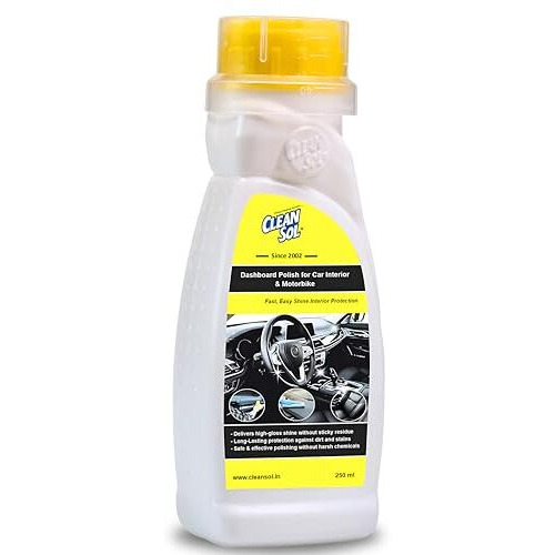 Cleansol Dashboard Polish For Car Interior & Motorbike - 250Ml | Shine & Protection For Plastic, Vinyl, Leather & Rubber | Cleaner & Restorer | Long-Lasting Gloss & Uv Protection