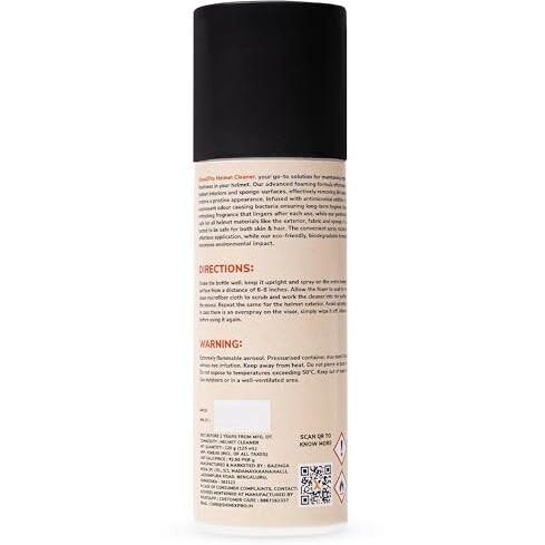 Shinexpro Helmet Cleaner Spray - 125Ml - Anti-Bacterial Foaming Helmet Cleaner Spray, Safe For Skin & Hair - Deep Cleans Helmet Interior & Removes Bad Odor